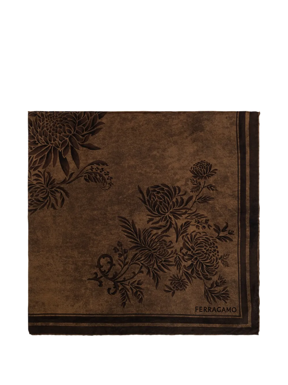 Ferragamo floral-print silk scarf - Marrone