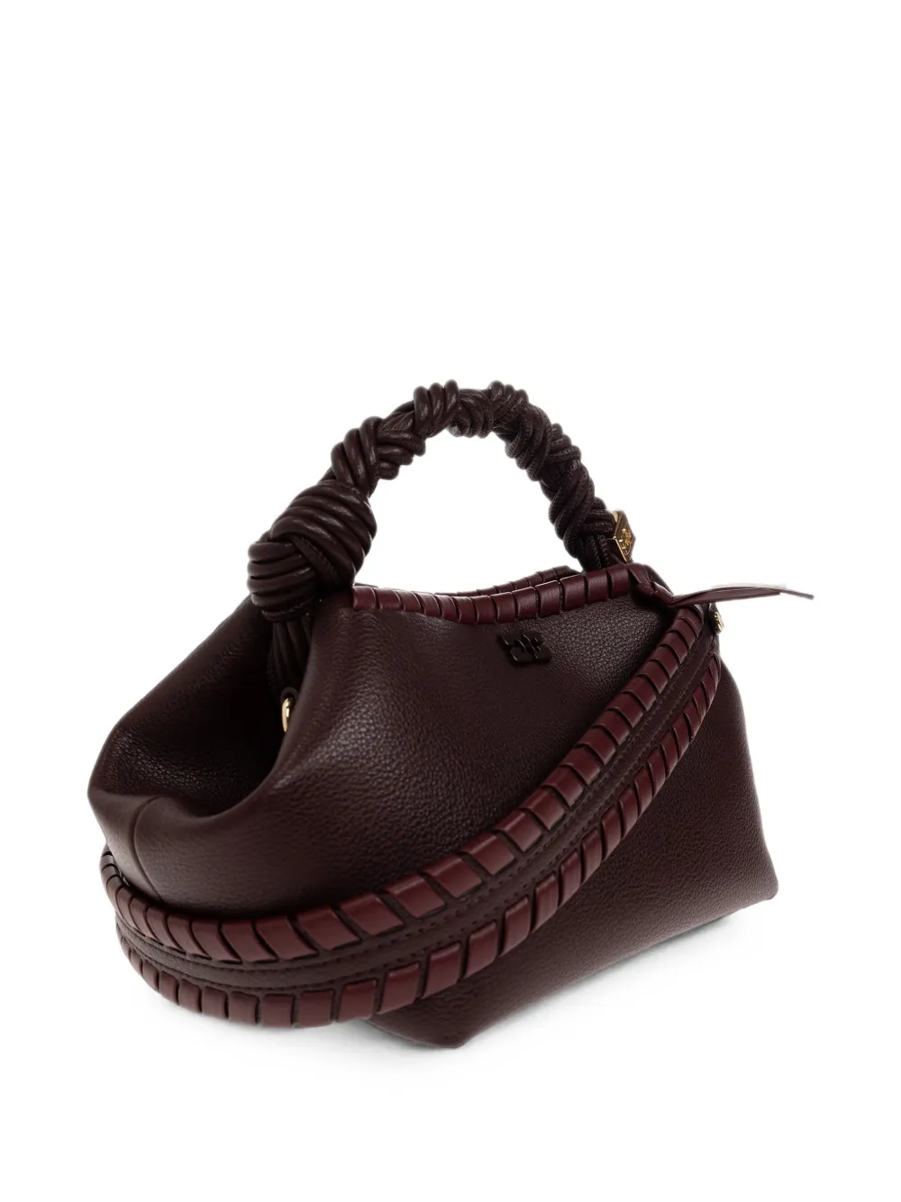 GANNI braided whipstitch-trim tote bag Bruin