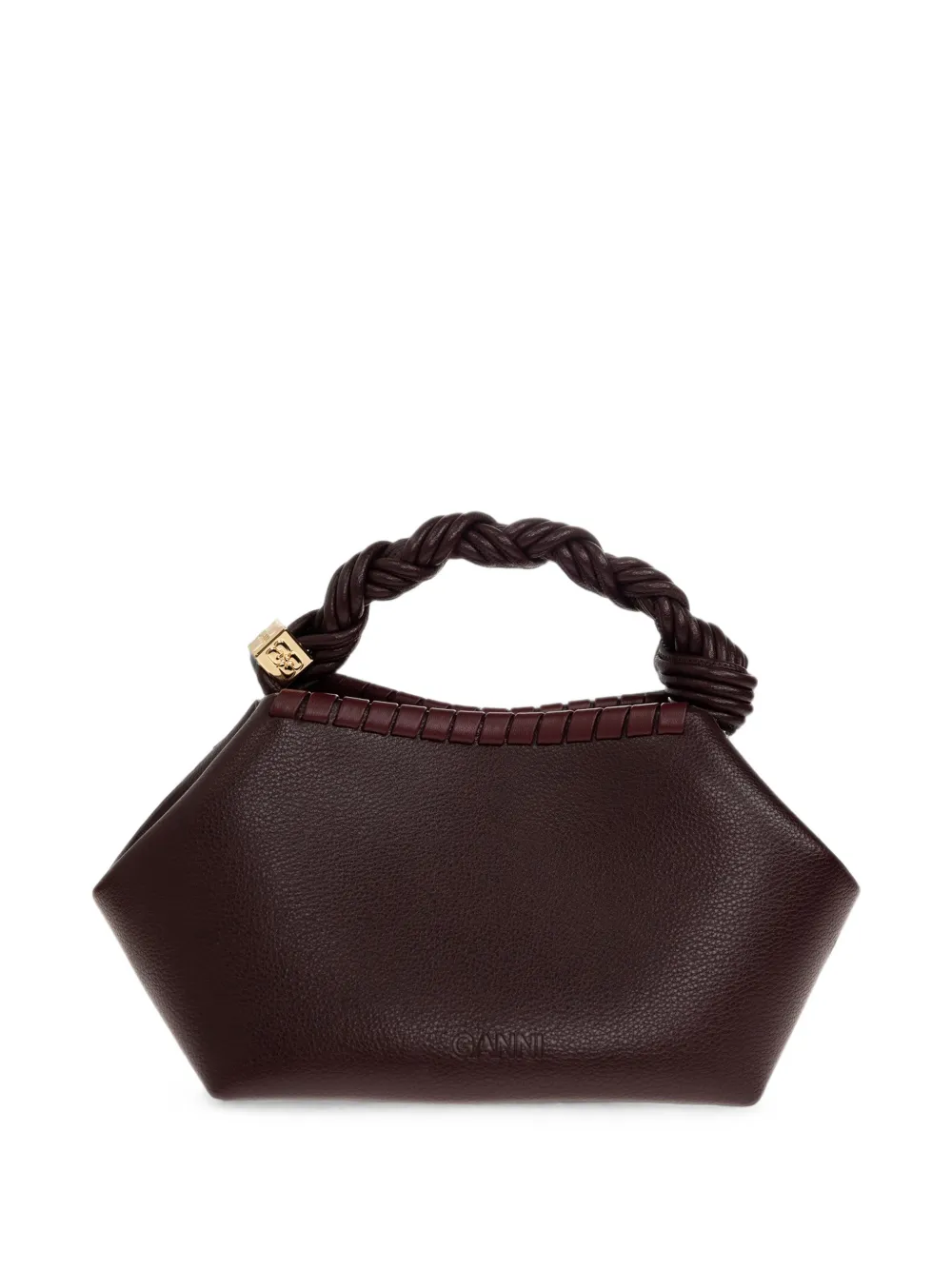 GANNI braided whipstitch-trim tote bag Bruin