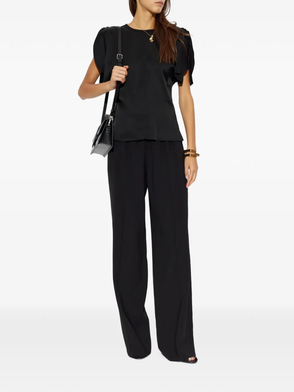 Victoria Beckham Bela top met fladdermouwen en uitgesneden details Zwart