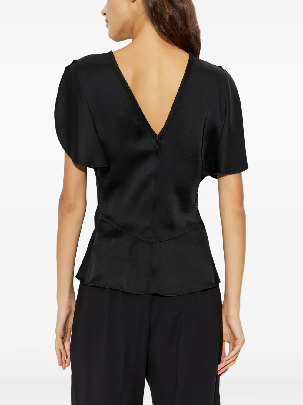 Victoria Beckham Bela top met fladdermouwen en uitgesneden details Zwart