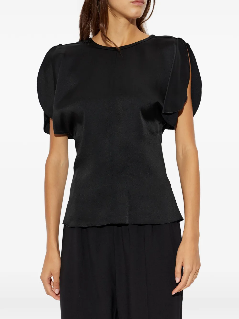 Victoria Beckham Bela top met fladdermouwen en uitgesneden details Zwart