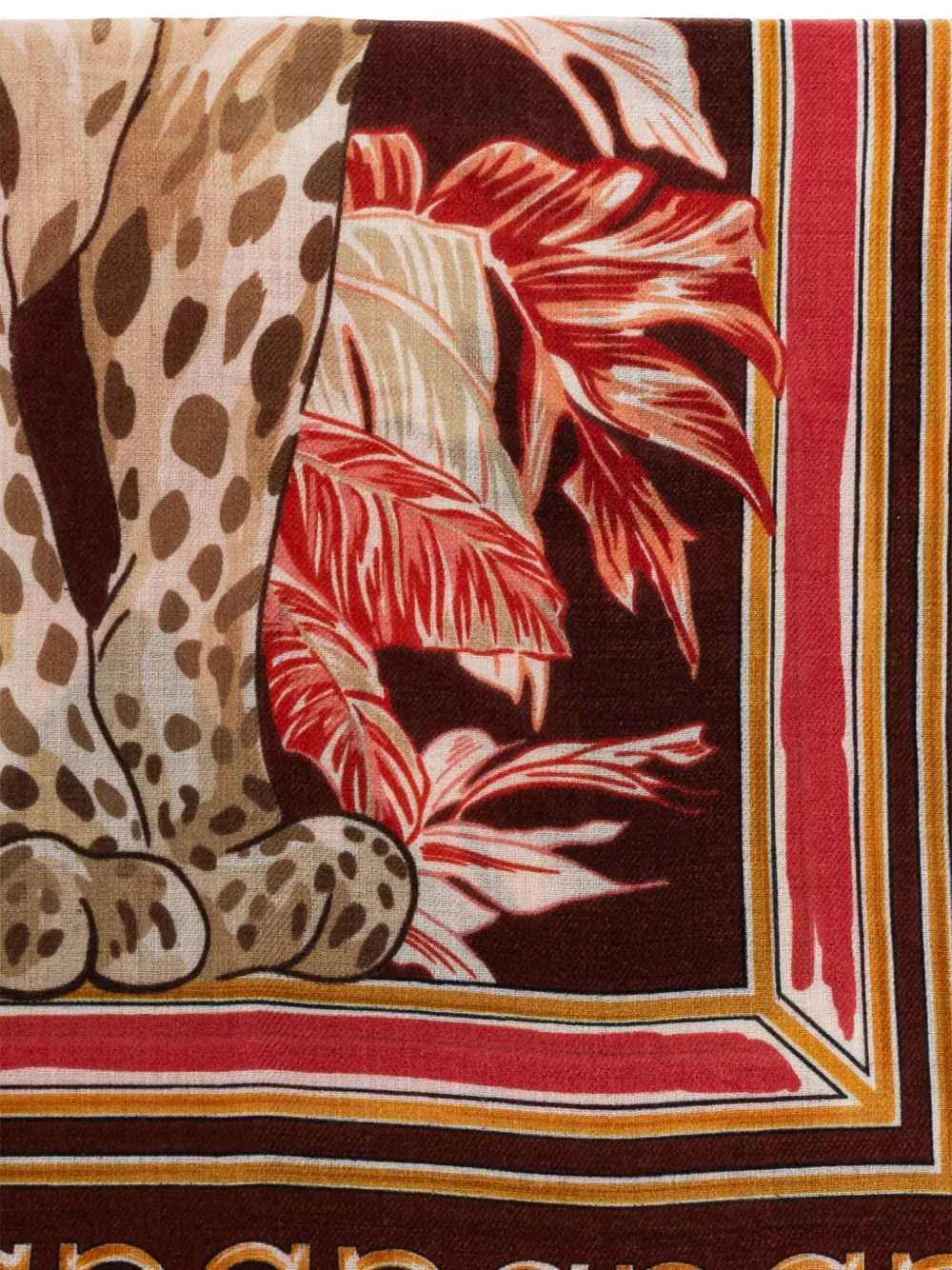 Ferragamo Sjaal met dieren-print en Gancini-ketting Bruin