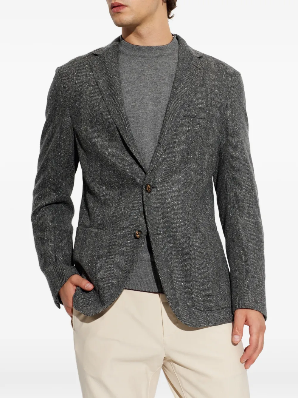 Eleventy herringbone-pattern blazer Grijs