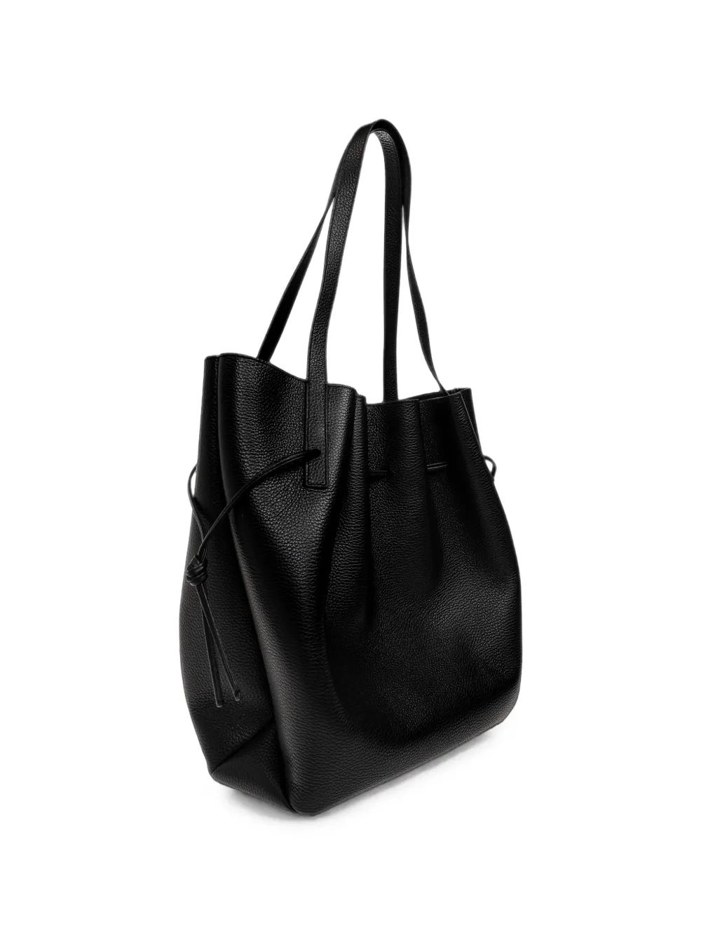 Yuzefi Scallop shopper van bewerkt leer Zwart