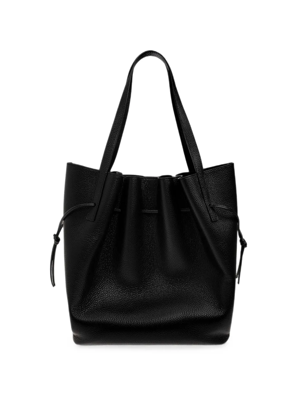 Yuzefi Scallop shopper van bewerkt leer Zwart