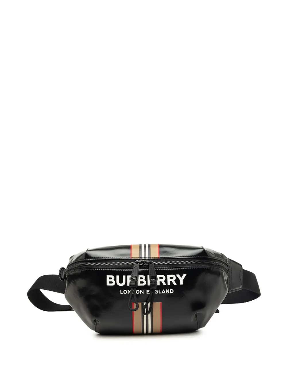 Burberry Pre-Owned 2018-2023 Coated Canvas Icon Stripe Sonny belt bag - Nero