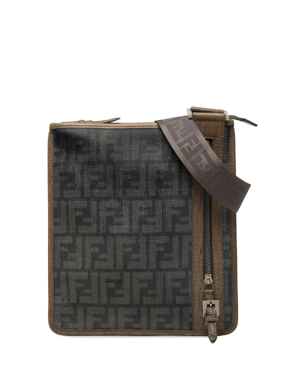 Fendi Pre-Owned 2010-2026 Zucca Spalmati Flat Messenger Bag crossbody bag - Nero