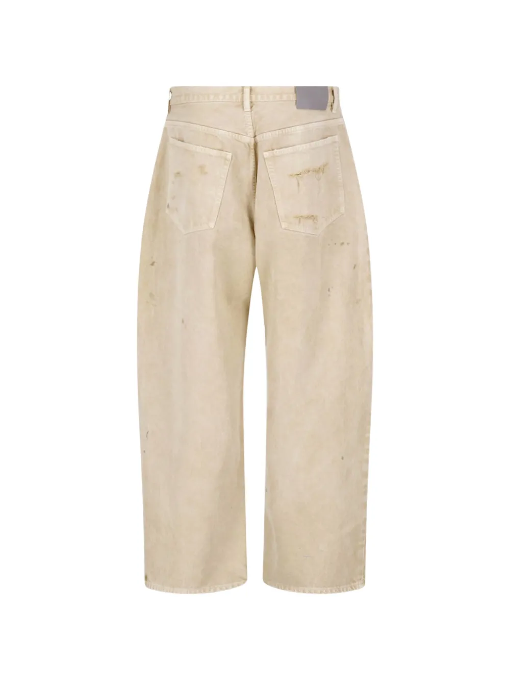 Balenciaga Gerafelde jeans met wijde pijpen en verfspatten print Beige