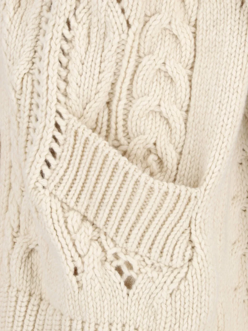 Ermanno Scervino Oversized kabelgebreid vest met lammy kraag Beige