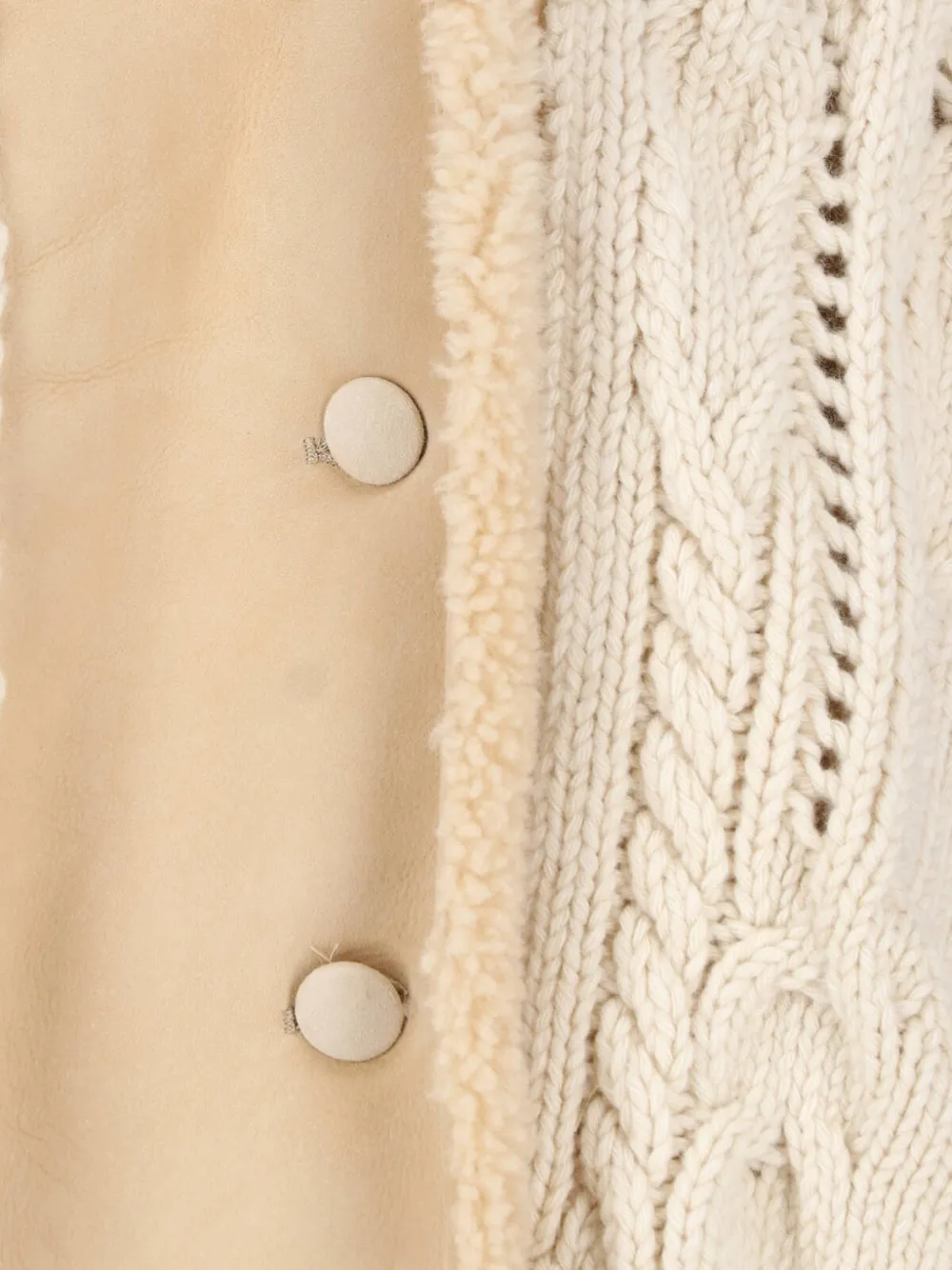 Ermanno Scervino Oversized kabelgebreid vest met lammy kraag Beige