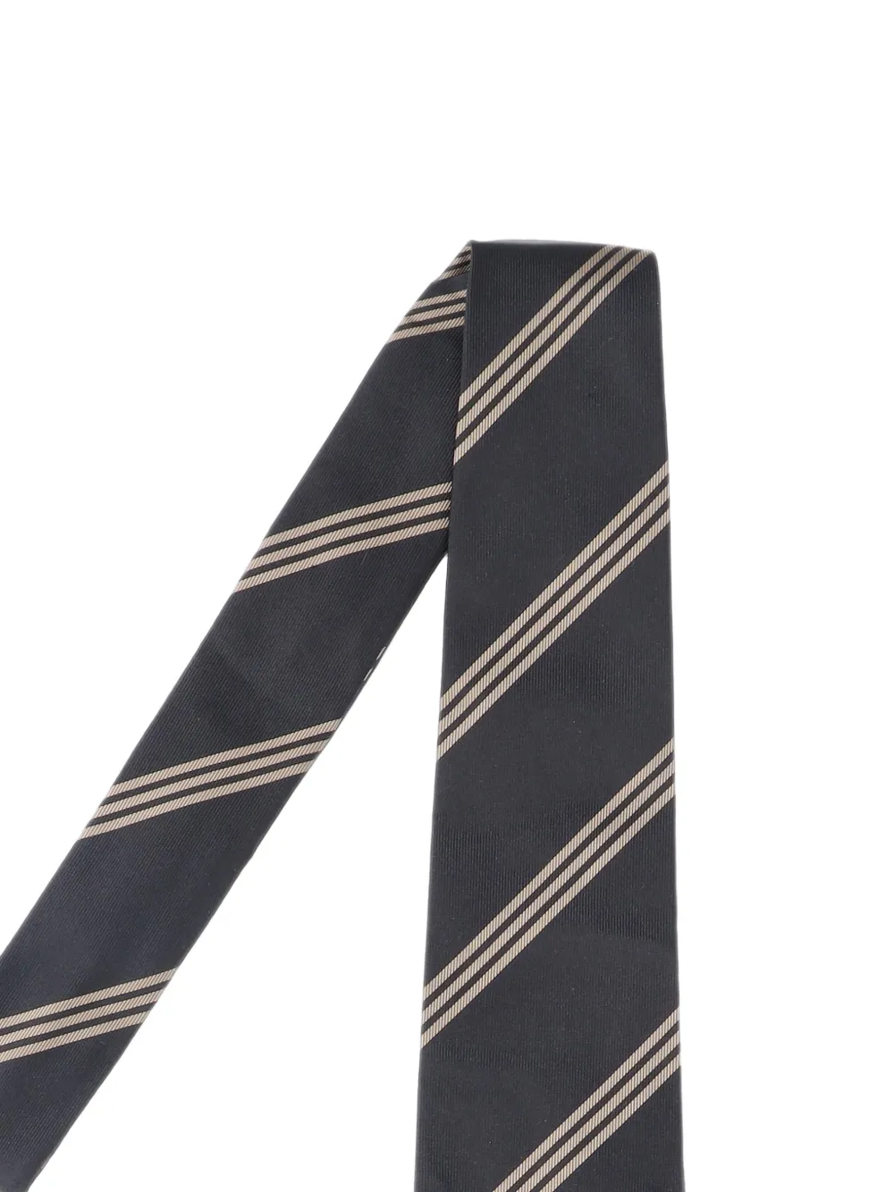 Lardini diagonal-stripe silk tie Zwart