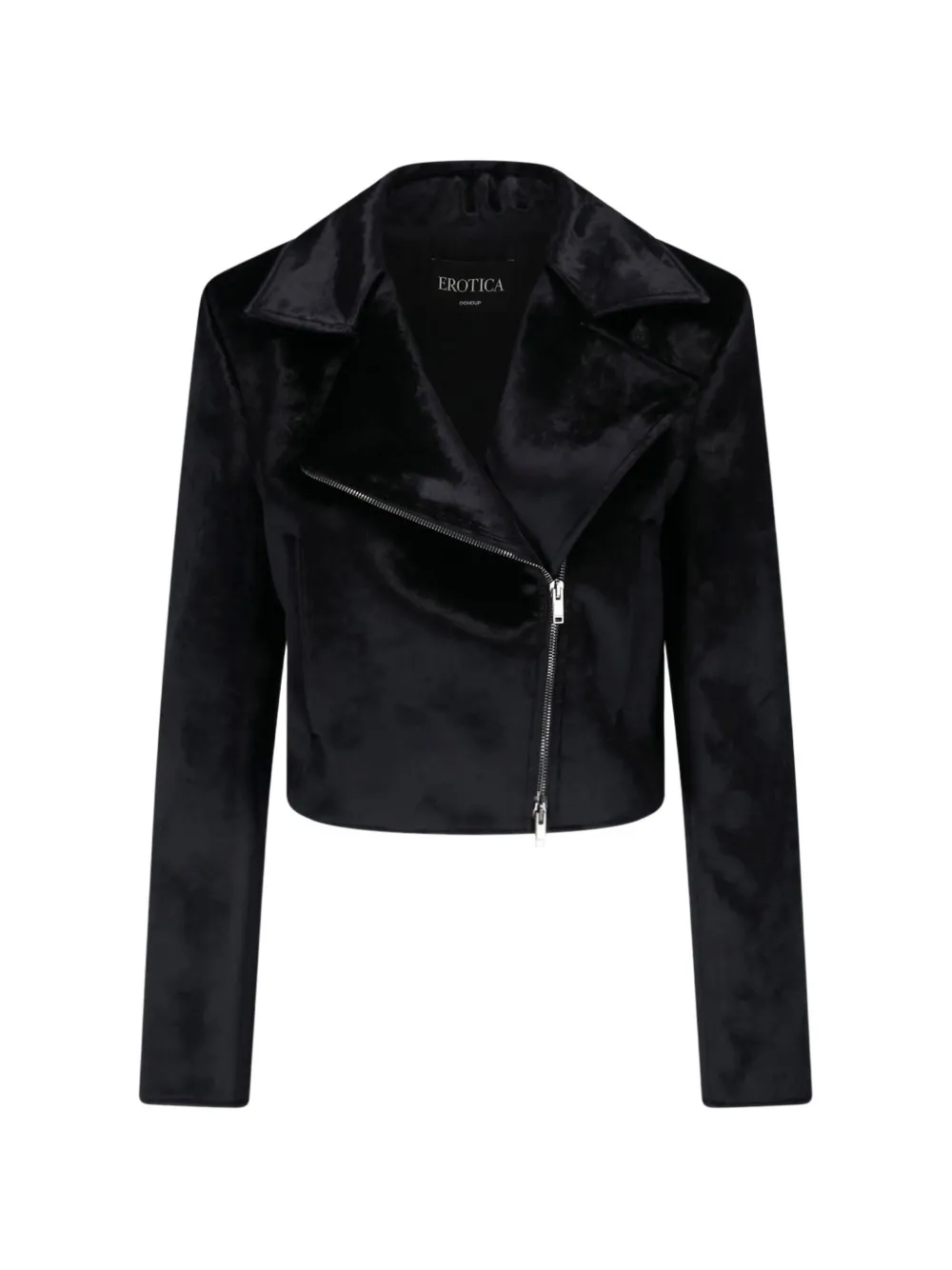 DONDUP velvet-effect biker jacket - Nero