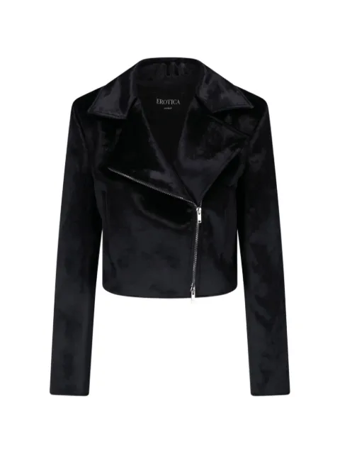 DONDUP velvet-effect biker jacket