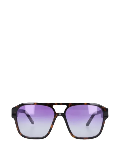 FACE HIDE tortoiseshell-effect geometric-frame sunglasses