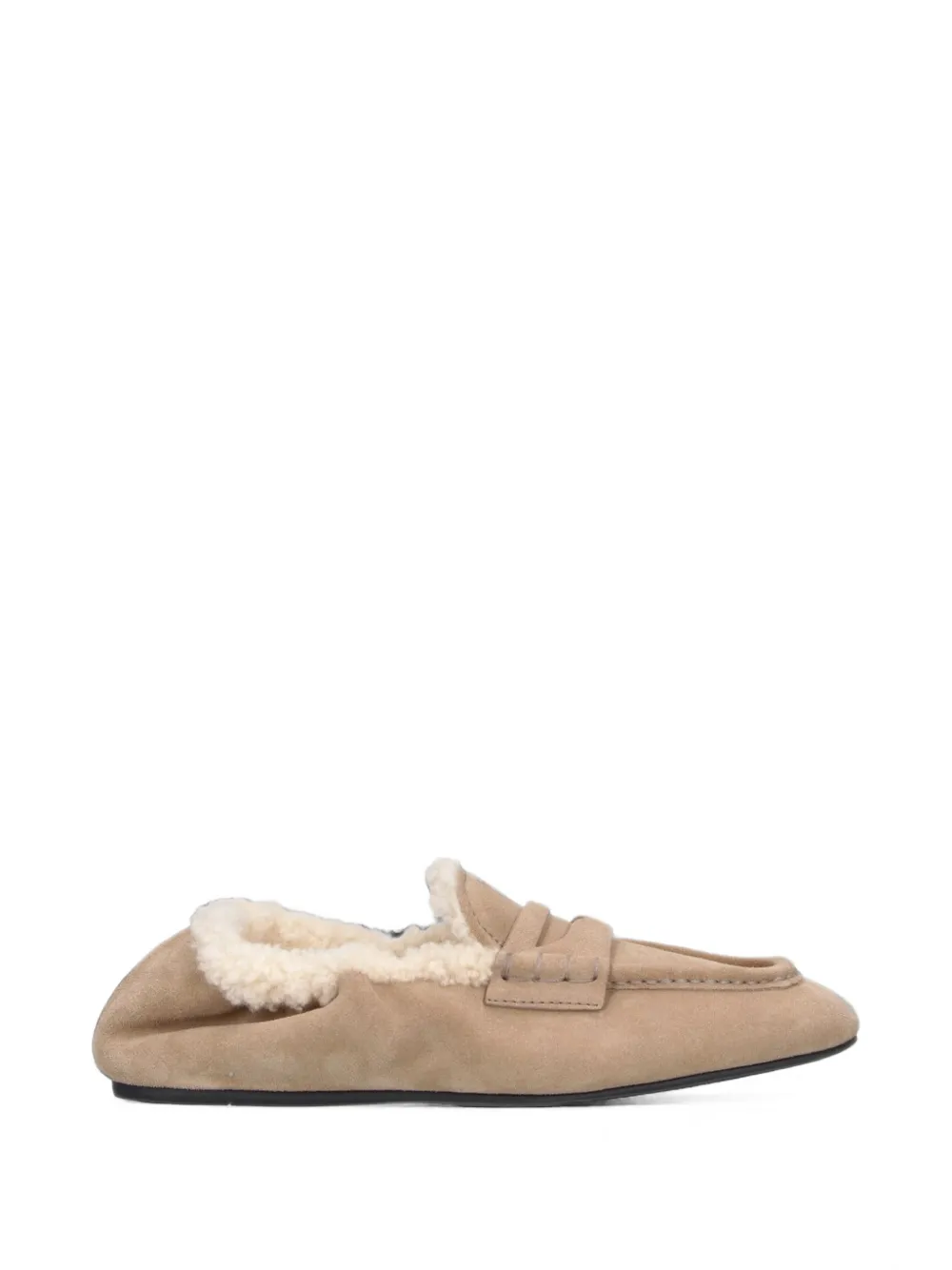 Miu Miu shearling-lined suede loafers - Toni neutri