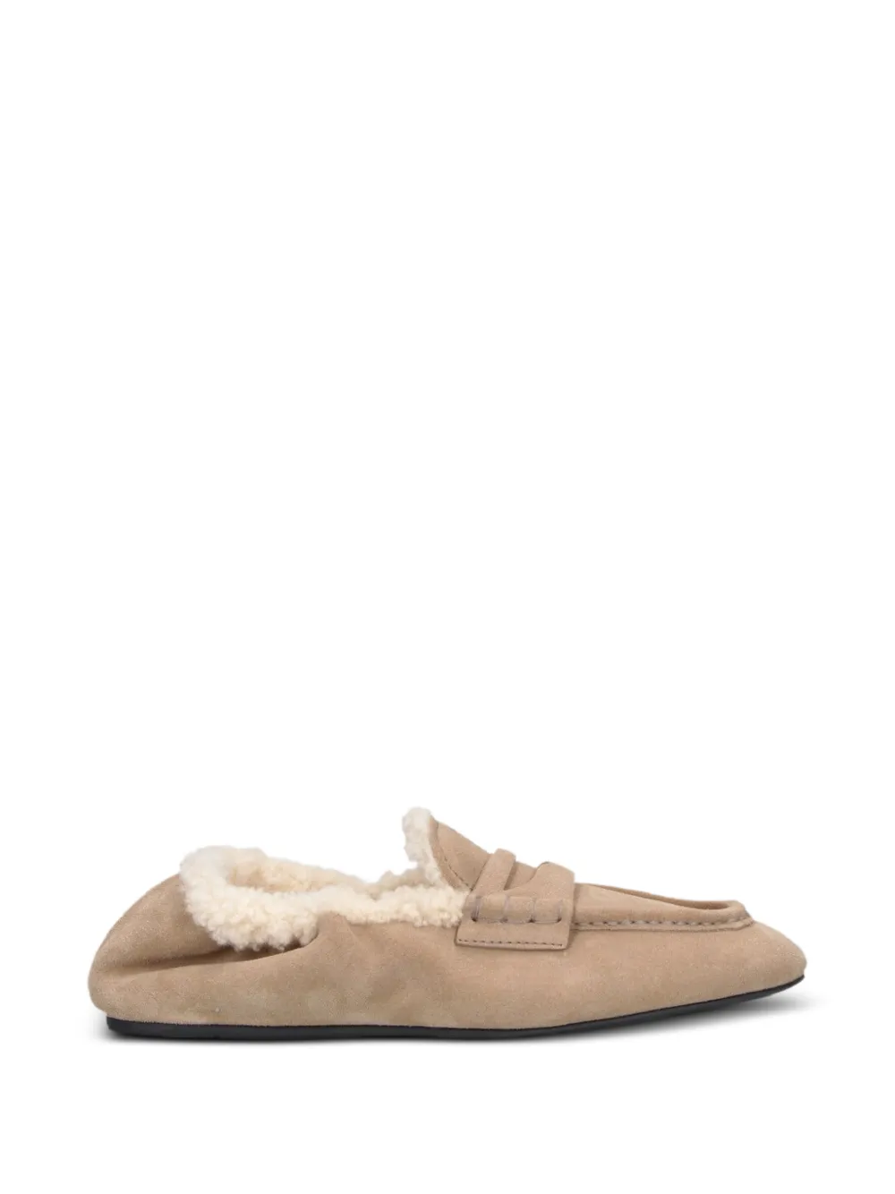 Miu Miu shearling-lined suede loafers - Toni neutri
