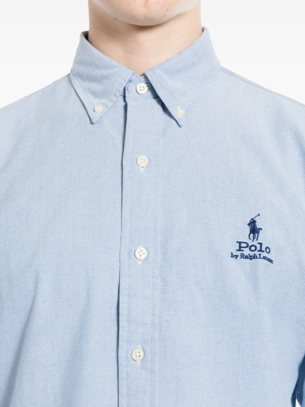 Polo Ralph Lauren logo-embroidered oxford shirt Blauw