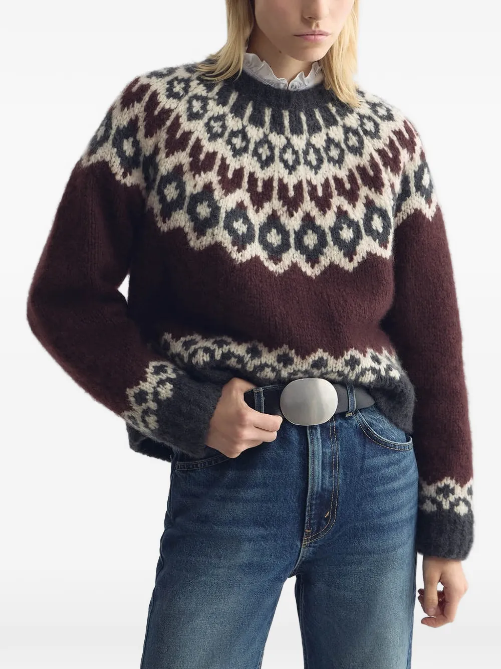 Nili Lotan Isaline Fair Isle cashmere sweater Rood