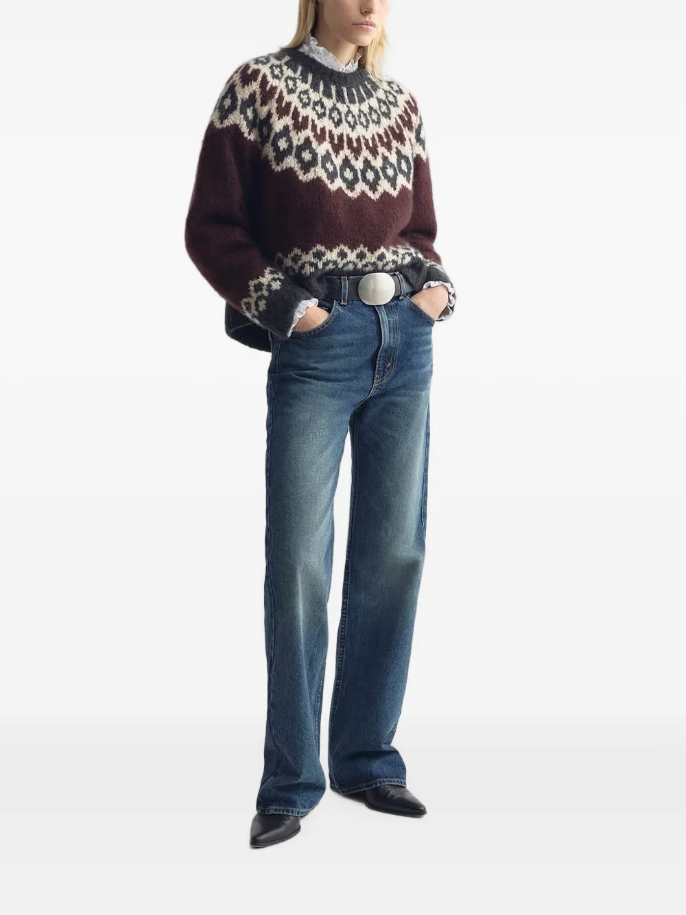 Nili Lotan Isaline Fair Isle cashmere sweater Rood