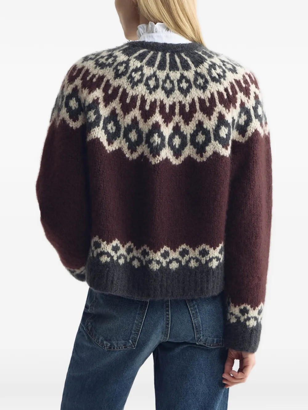 Nili Lotan Isaline Fair Isle cashmere sweater Rood