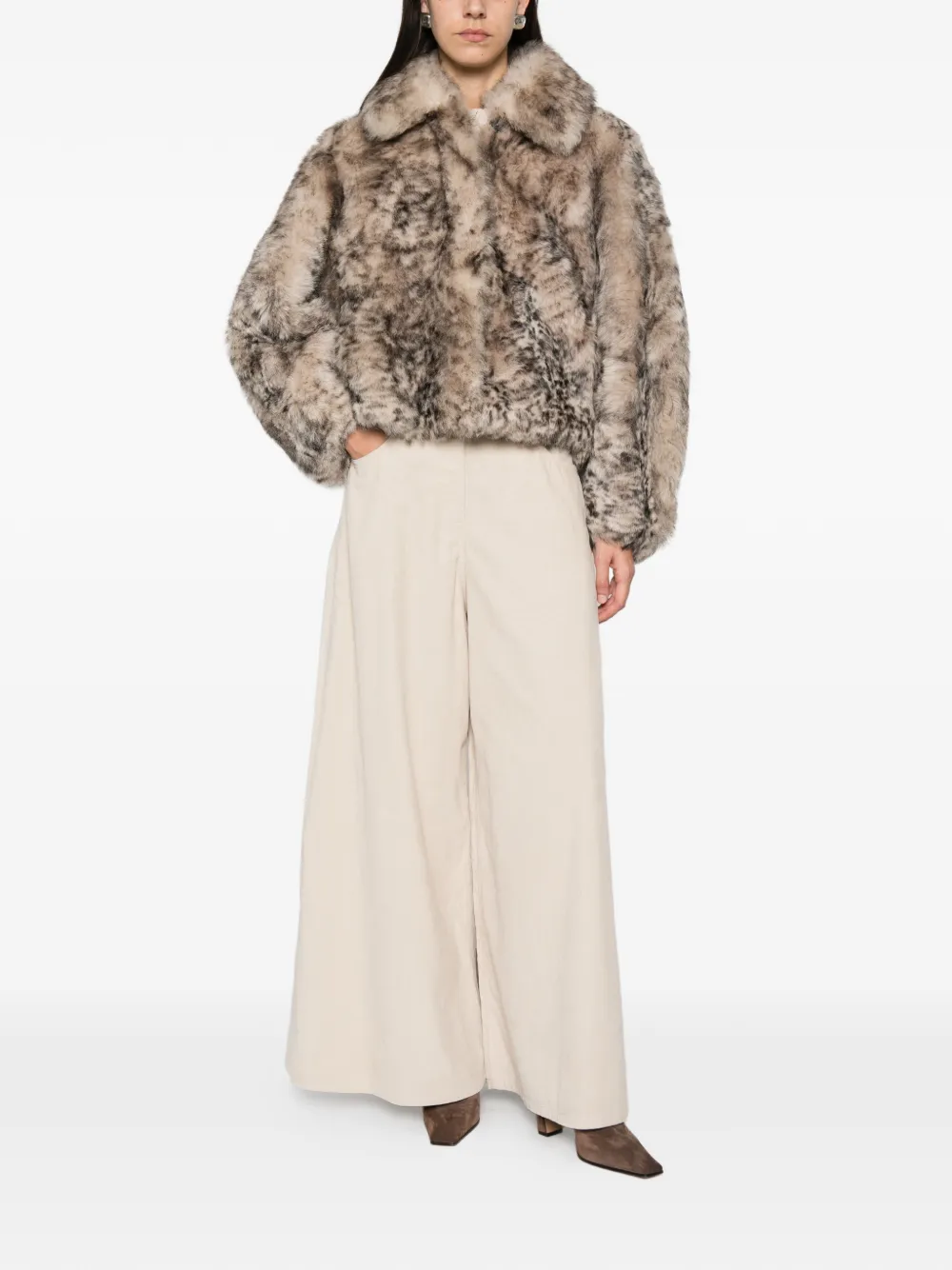 Brunello Cucinelli fur-texture zip-up jacket Beige