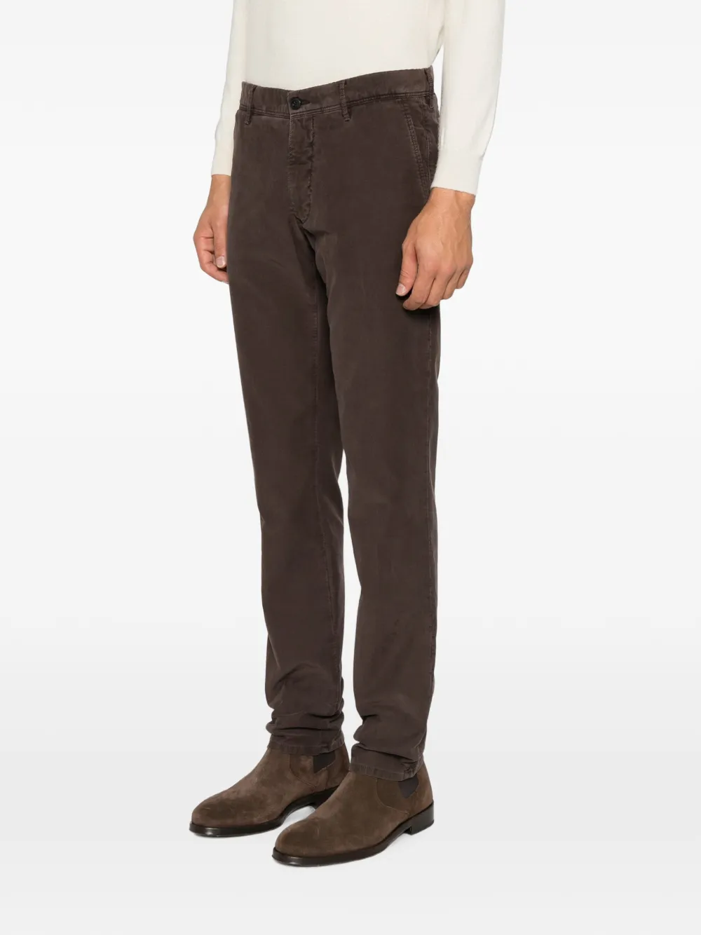 Incotex Chino met knoopsluiting Bruin