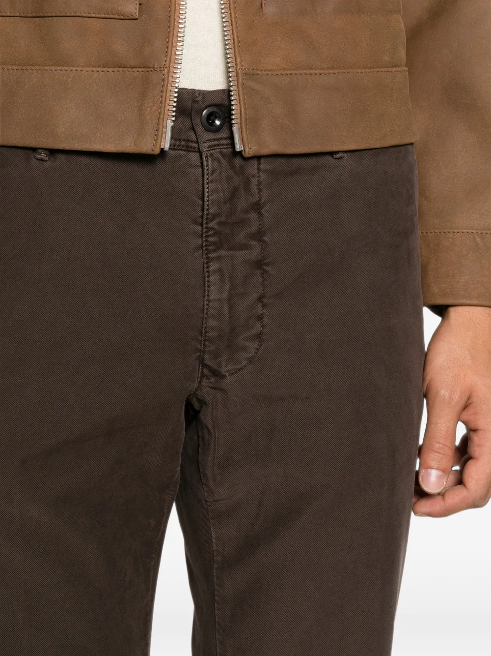 Incotex Chino met knoopsluiting Bruin