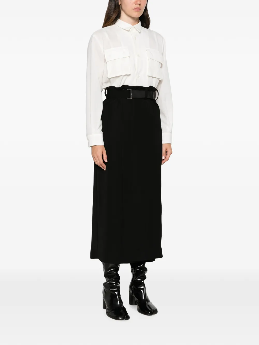 sacai Gelaagde midi-jurk Wit