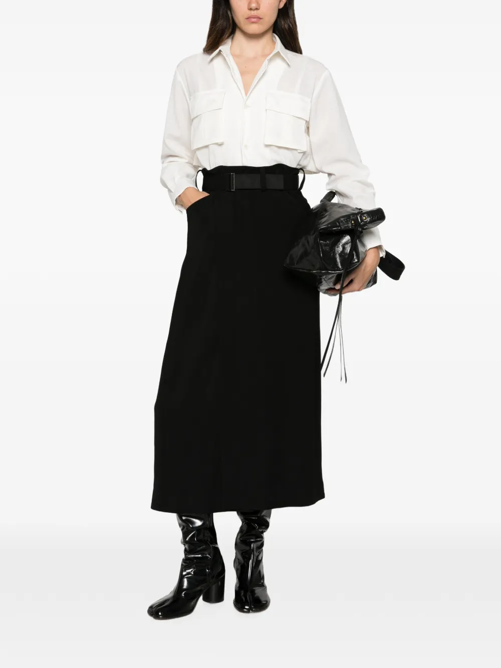 sacai Gelaagde midi-jurk Wit