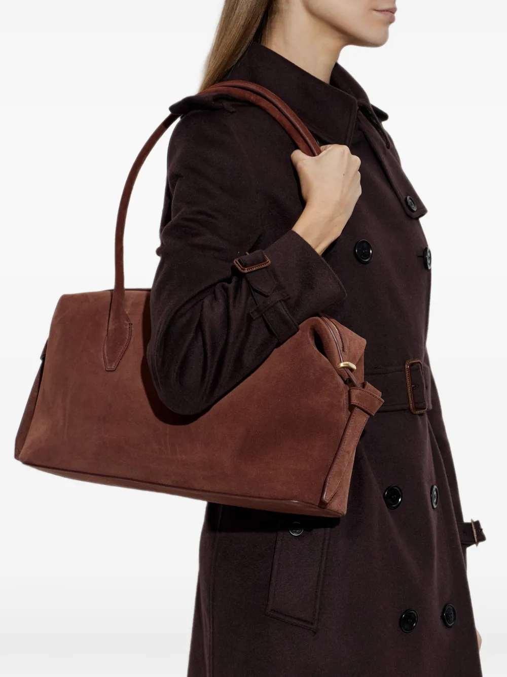 Yuzefi Brioche Suede Shoulder Bag In White