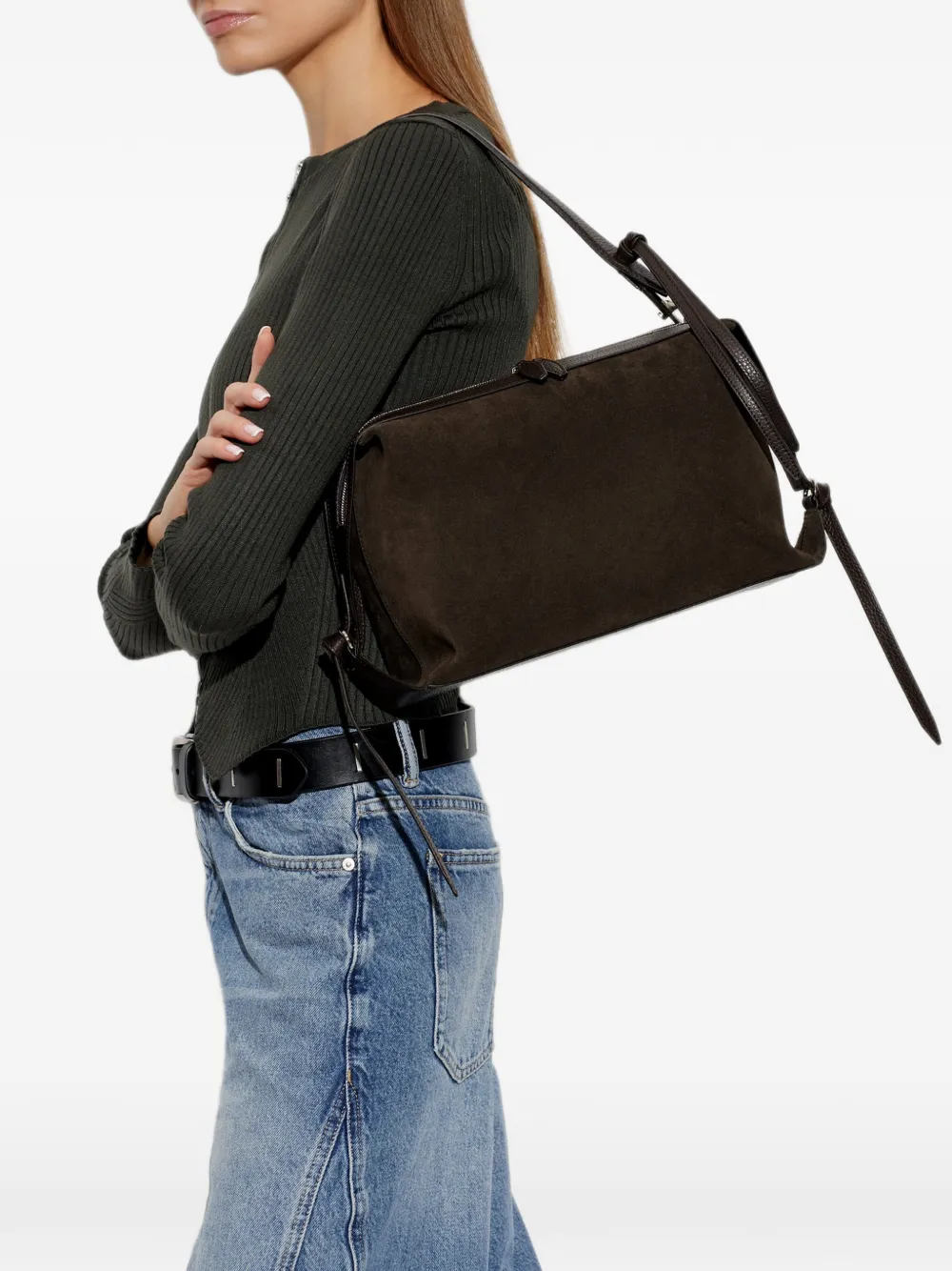 Yuzefi Bento suede shoulder bag - Marrone