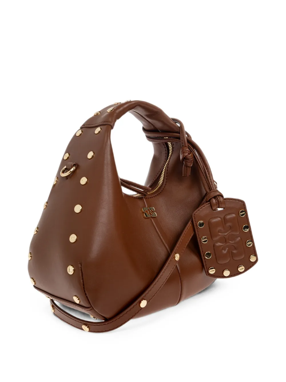 GANNI Shopper verfraaid met studs Bruin