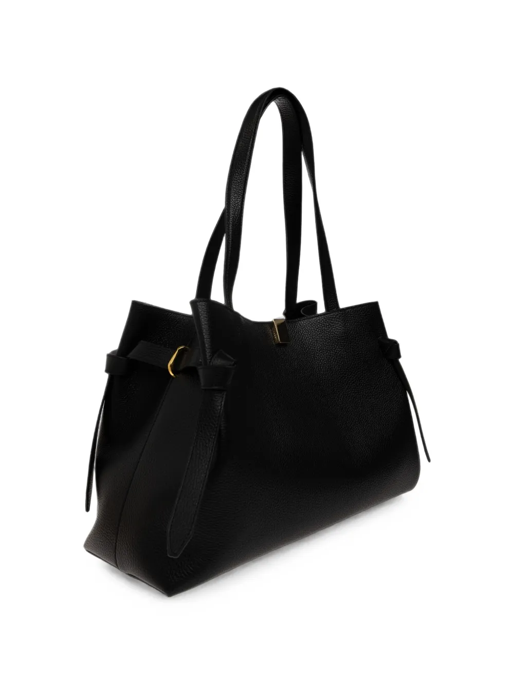 Yuzefi Grote Gyoza leren shopper Zwart