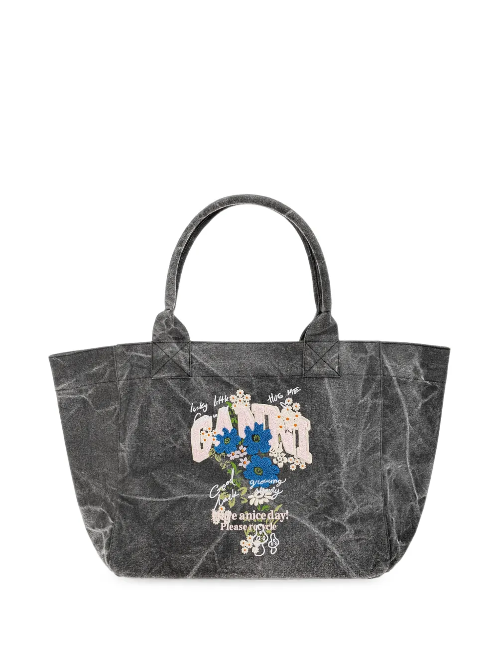 Ganni Medium Trapeze Tote Bag In Grey