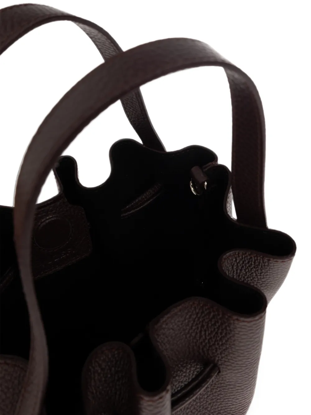 Yuzefi Scallop leren mini-bucket-tas Paars
