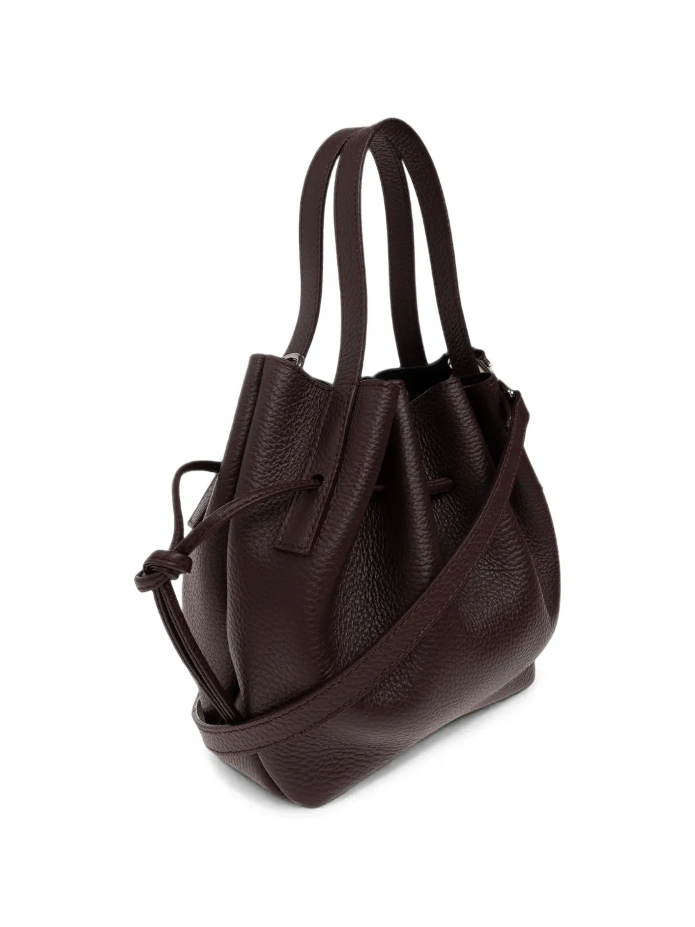 Yuzefi Scallop leren mini-bucket-tas Paars