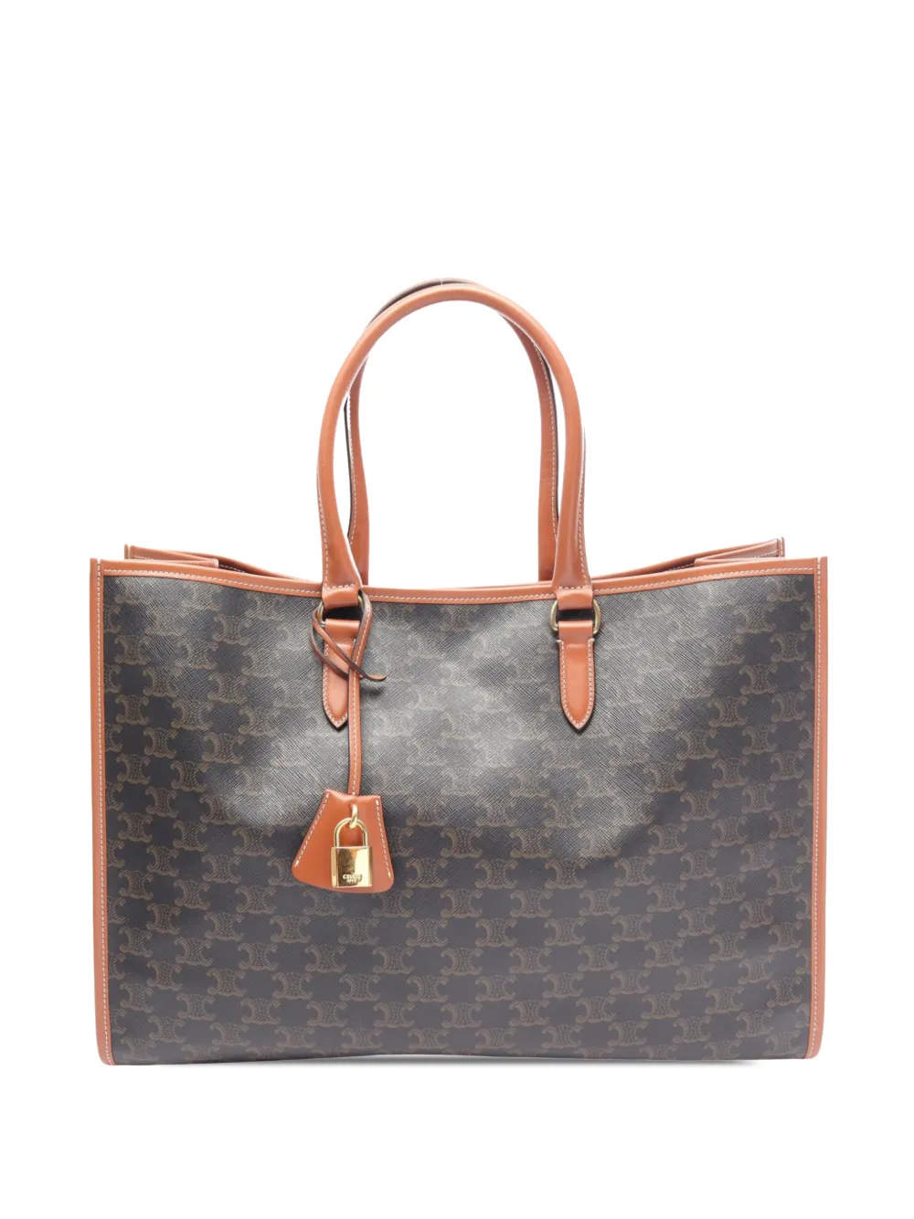 Celine Pre-Owned Borsa a tracolla Horizontal Cabas mini in tela cerata Triomphe 2000-2026 - Marrone