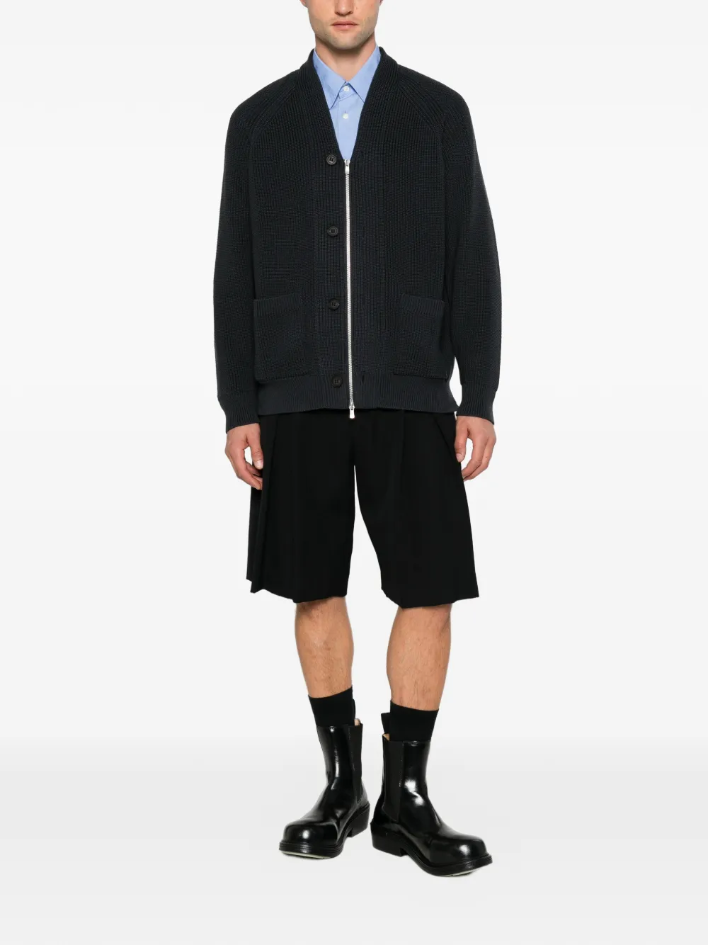 Comme des Garçons Homme Ribgebreid vest Blauw