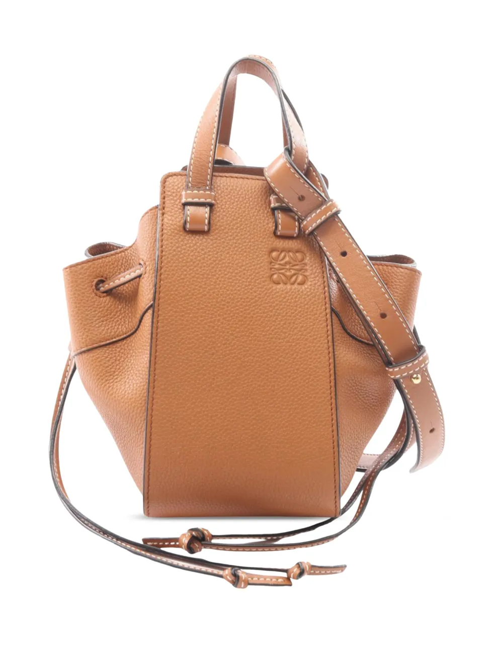 Loewe Pre-Owned Borsa a tracolla Hammock mini in pelle di vitello pieno fiore con coulisse 2010-2026 - Marrone