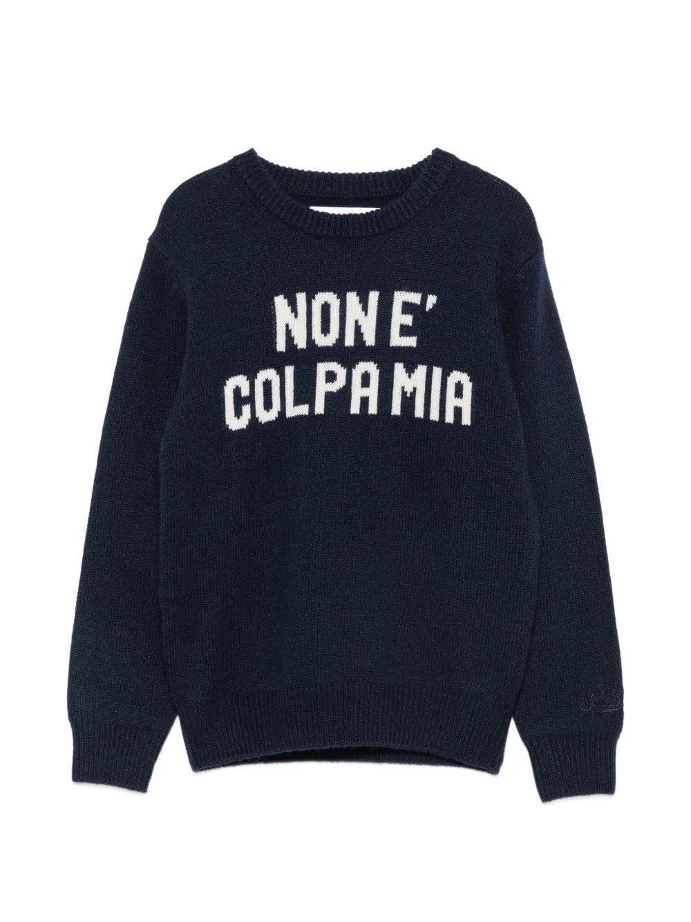 MC2 Saint Barth Kids Douglas intarsia gebreide trui met ronde hals Blauw