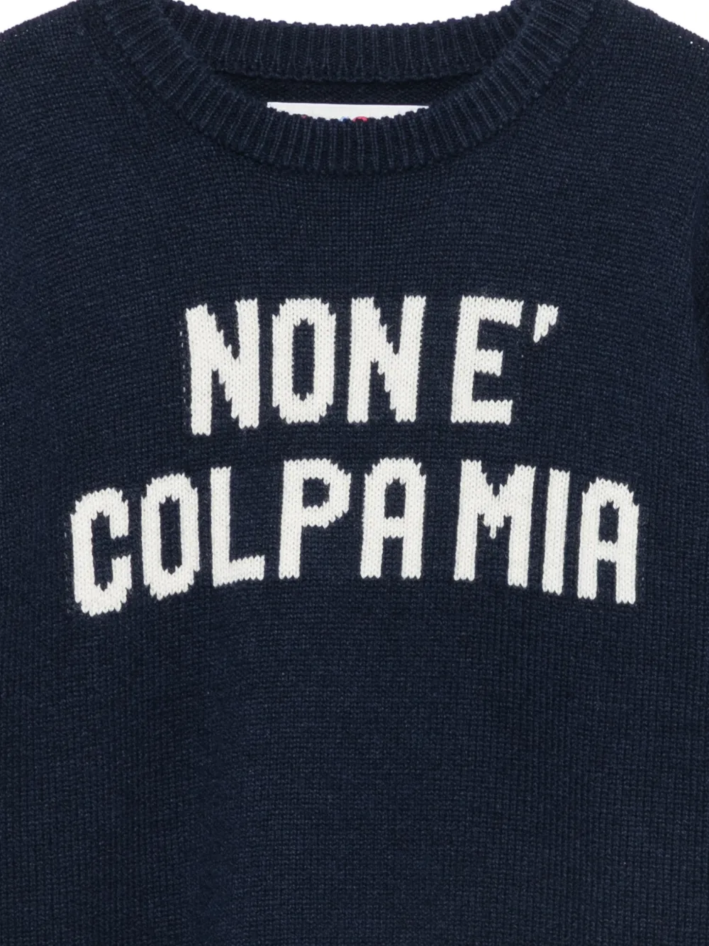 MC2 Saint Barth Kids Douglas intarsia gebreide trui met ronde hals Blauw