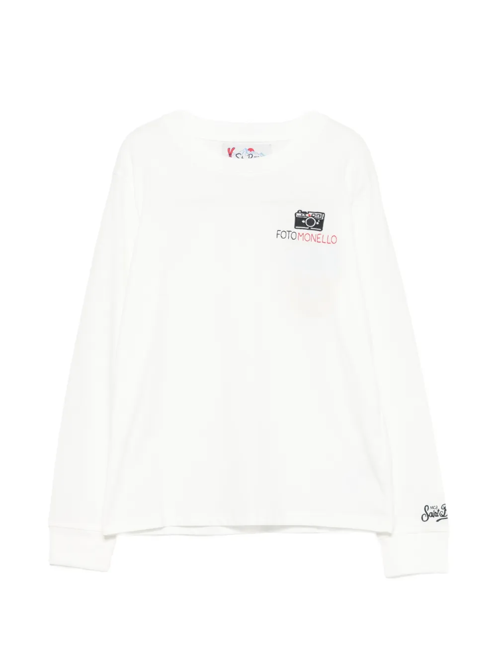 MC2 Saint Barth Kids T-shirt met lange mouwen en geborduurde camera Wit