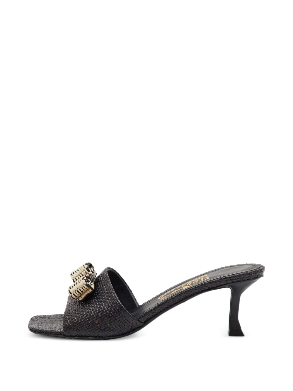 Pre-owned Ferragamo Isaura Vara Bow Sandals In Black