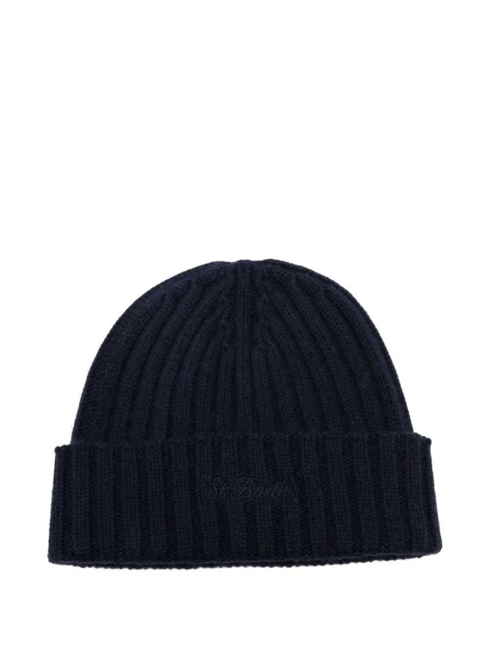 MC2 Saint Barth Kids Wengen ribgebreide muts met geborduurd logo Blauw
