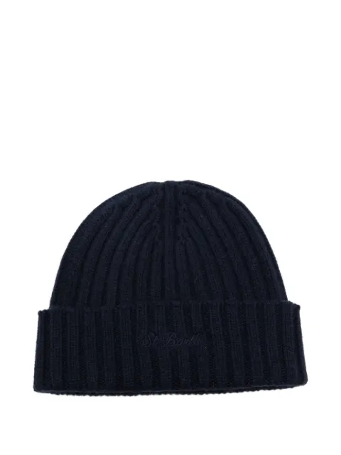 MC2 Saint Barth Kids gorro tejido de canalé Wengen con logo bordado
