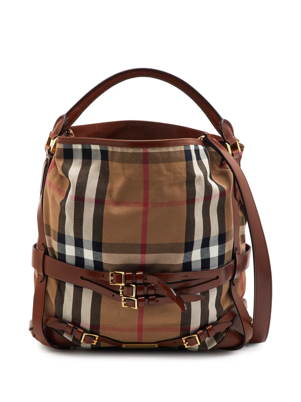 Burberry Pre-Owned sac à main Bridle Gosford House Check médium - Tons neutres Burberry Pre-Owned sac à main Bridle Gosford House Check médium - Tons neutres