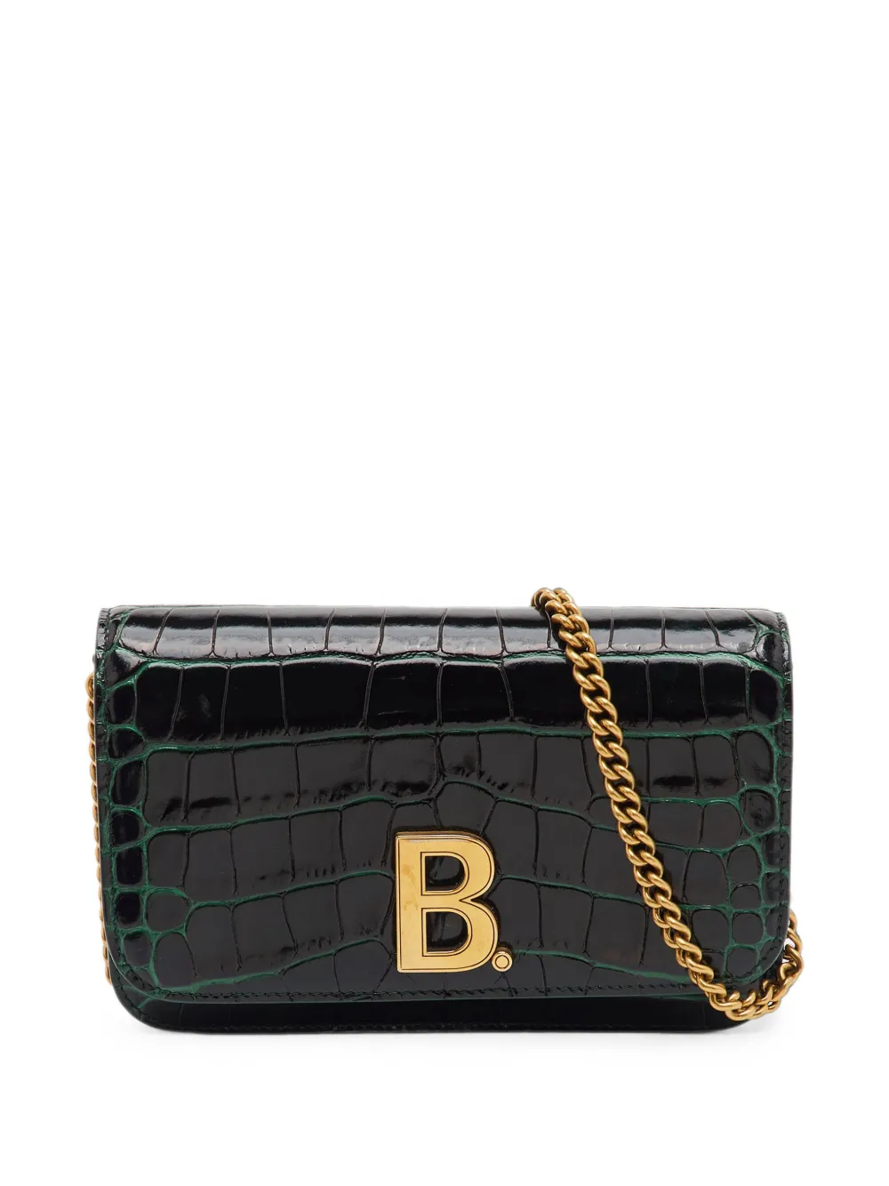 Balenciaga Pre-Owned B. logo croc-embossed mini bag - Verde