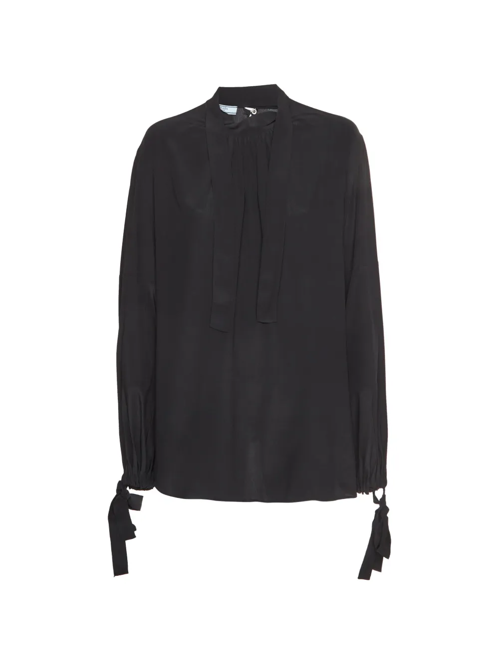 Prada Pre-Owned gathered neck-tie blouse - Nero