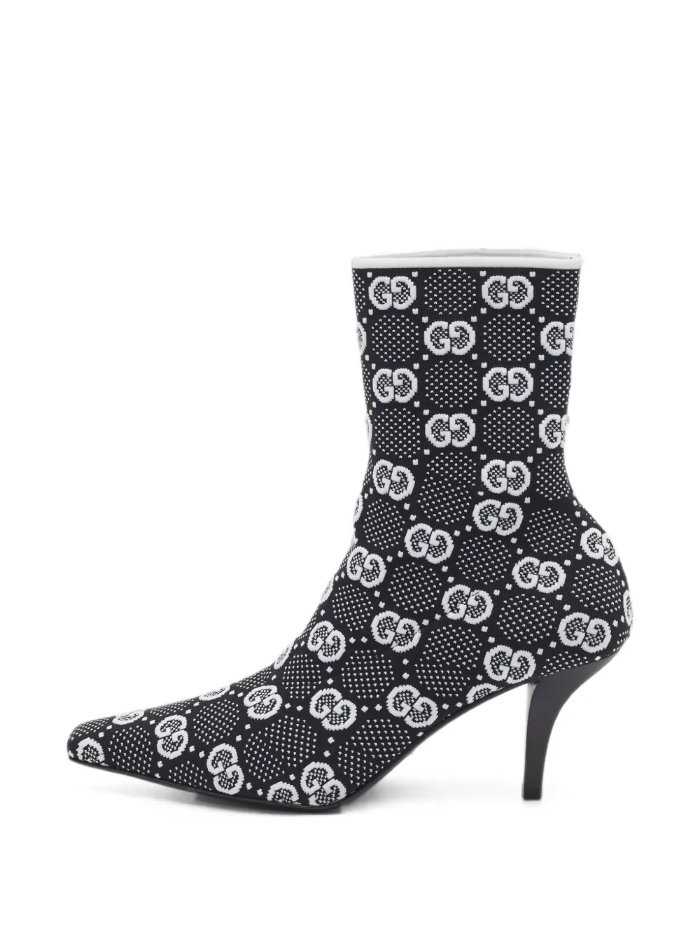 Pre-owned Gucci Gg Knit Ankle Boots In Black